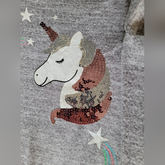 Belle du Jour girls size L unicorn and sequin sweatshirt with hoodie - Picture 4 of 9